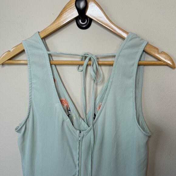 Altar'd State Boho Embroidered Floral Baby Blue Green Romper Size S - Picture 6 of 8